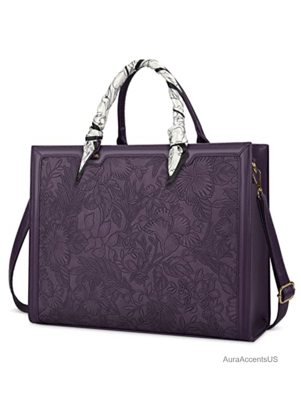 15.6 Inch Laptop Tote Bag Waterproof PU Leather Briefcase with Strap